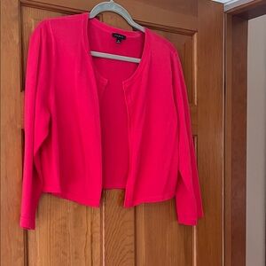 Talbots Bold Bright Pink Open Front Cardigan